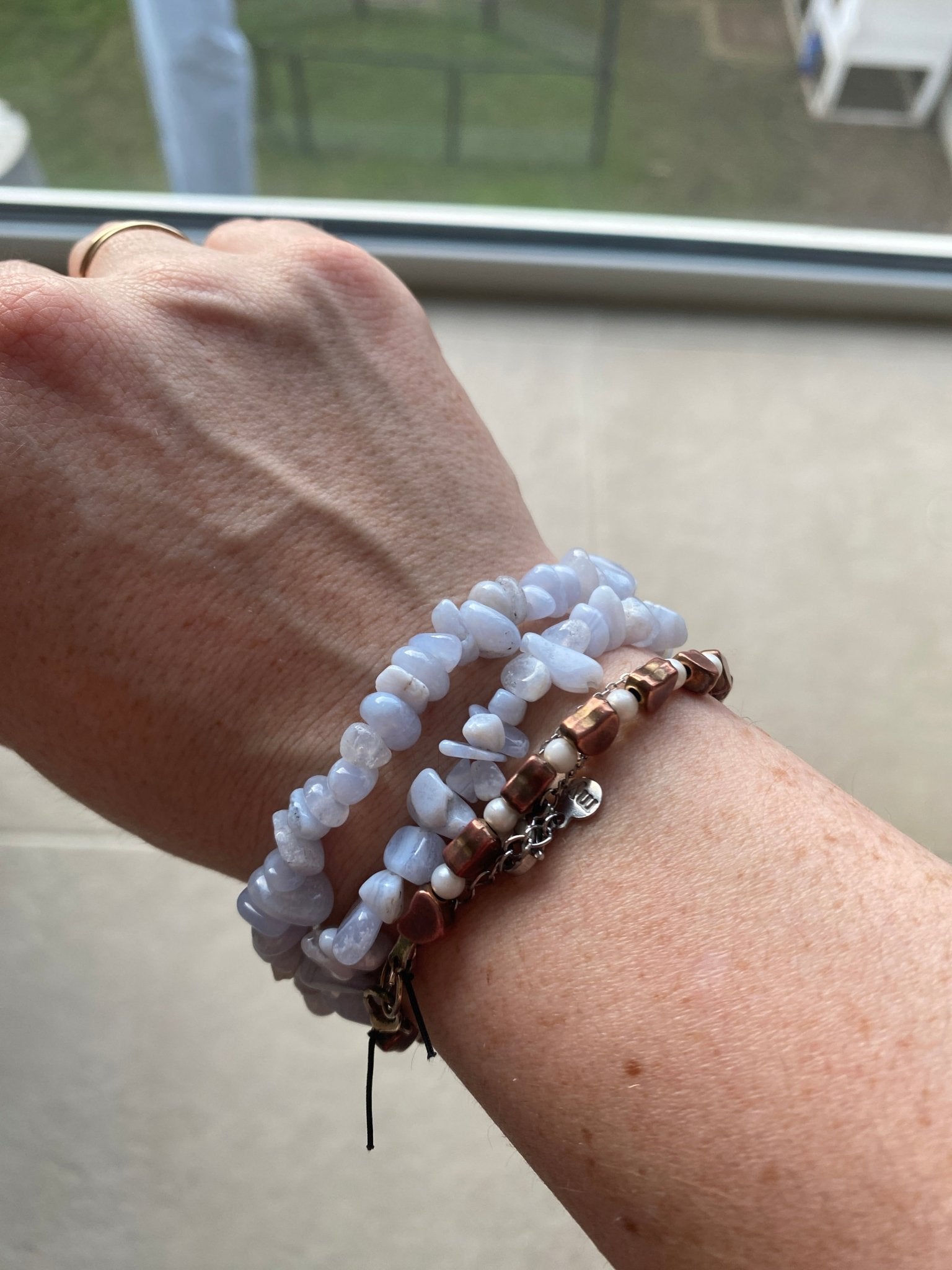 Blue Lace Agaat splitarmband – Kalmerende communicatie en innerlijke vrede - Energise Academy